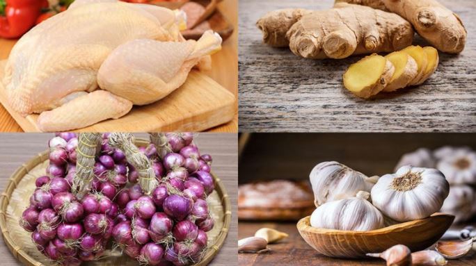 Nguyên liệu làm thịt gà kho gừng