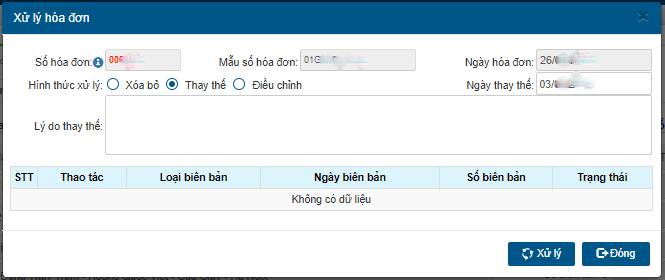 Tích chọn mục “thay thế” hóa đơn điện tử
