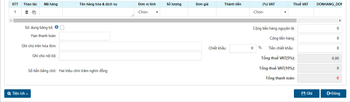 Nhấn “Ghi” để thực hiện sửa đổi thay thế hóa đơn/ điều chỉnh hóa đơn.