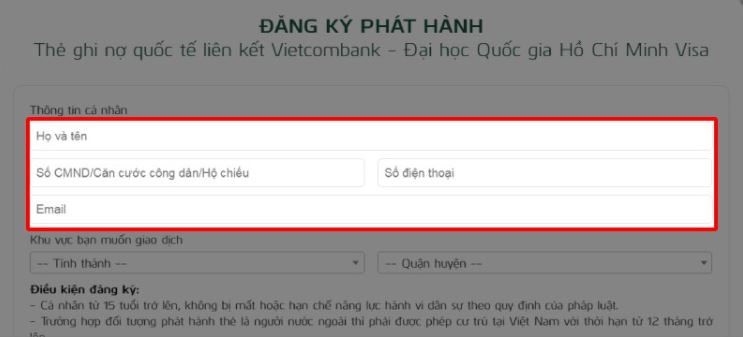 Cách đổi thẻ chip Vietcombank online