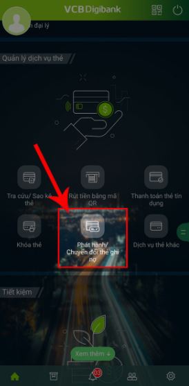 Cách đổi thẻ chip Vietcombank qua ứng dụng