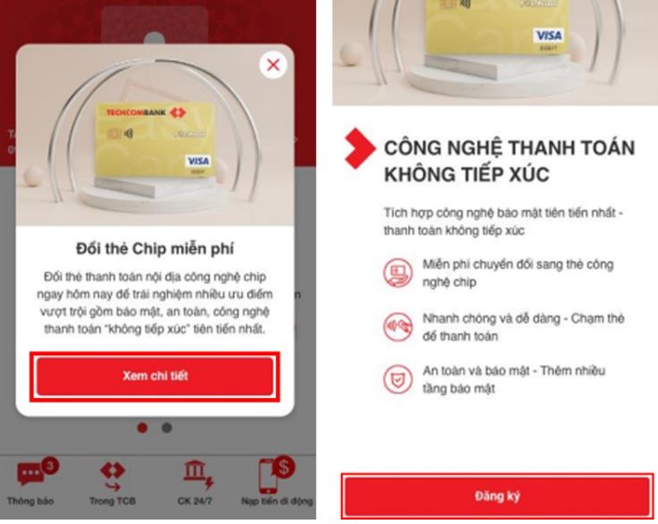 Cách chuyển đổi thẻ từ sang thẻ chip Techcombank online