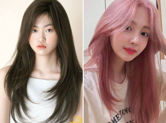 Tóc layer nữ mặt tròn