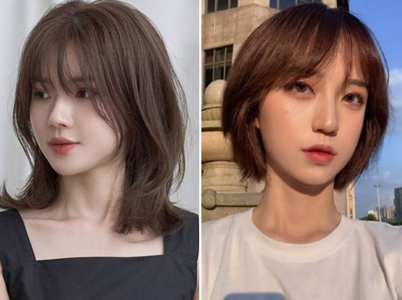 Tóc layer nữ mặt tròn