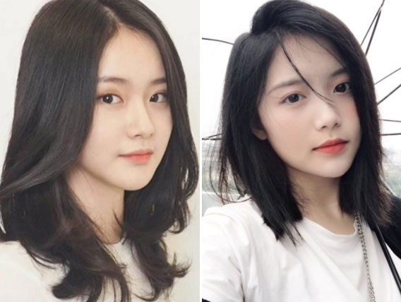 Tóc layer nữ mặt tròn