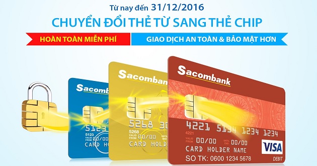 Cách đổi thẻ từ sang thẻ chip Sacombank