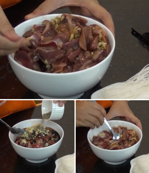 Cách làm miến xào lòng gà