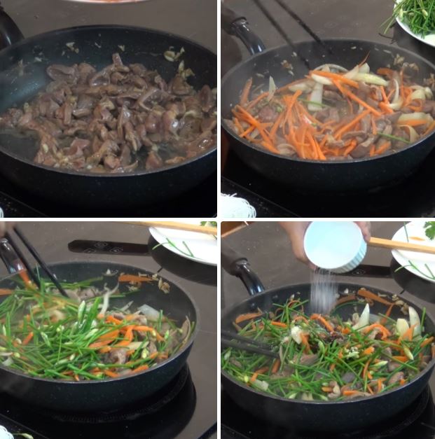 Cách làm miến xào lòng gà