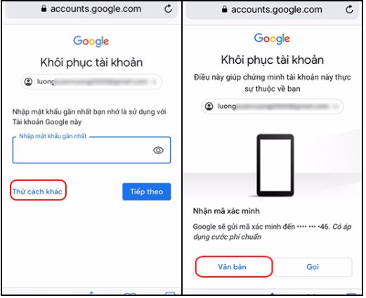 Cách lấy lại mật khẩu Gmail bằng số điện thoại