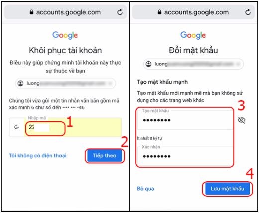 Cách lấy lại mật khẩu Gmail bằng số điện thoại
