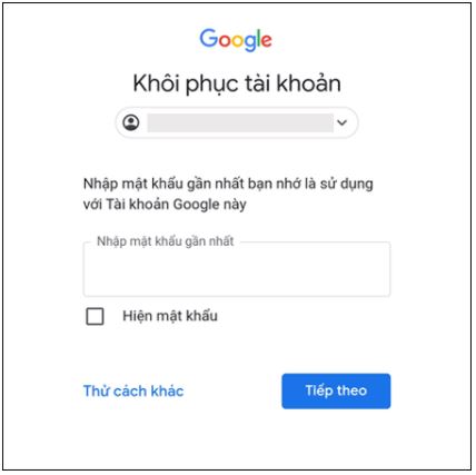 Cách lấy lại mật khẩu Gmail không cần số điện thoại