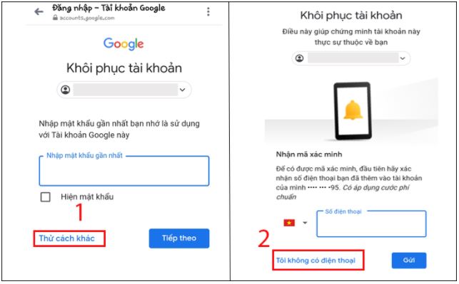 Cách lấy lại mật khẩu Gmail không cần số điện thoại