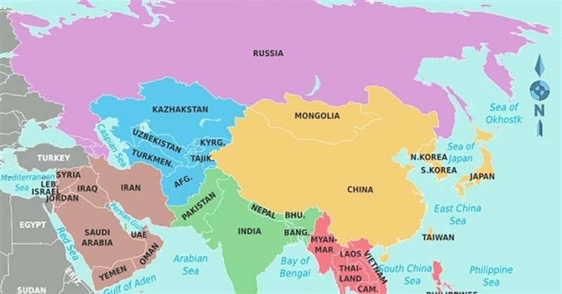 Châu Á có bao nhiêu đất nước? Gồm những nước nào?