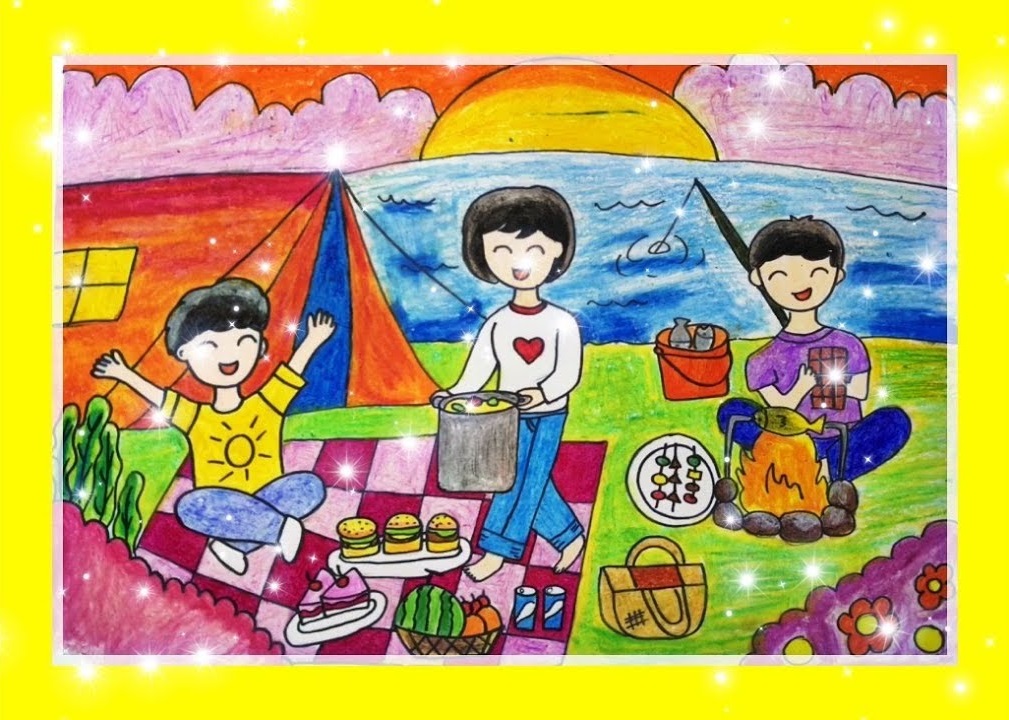 Vẽ tranh đề tài gia đình đi cắm trại Vẽ tranh đề tài gia đình đi cắm trại
