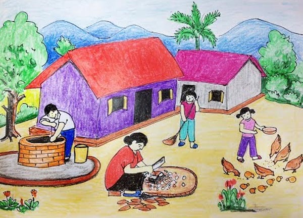 Tranh vẽ cảnh sinh hoạt gia đình Tranh vẽ cảnh sinh hoạt gia đình