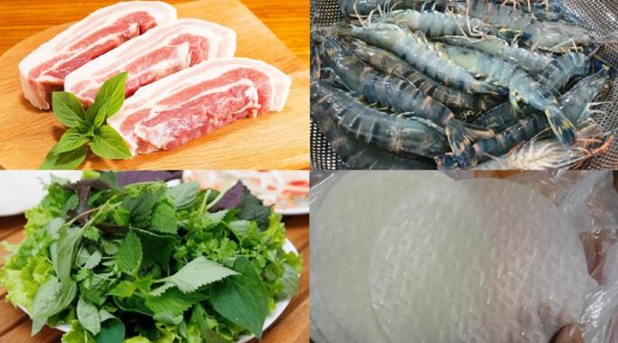 Nguyên liệu làm gỏi cuốn tôm thịt