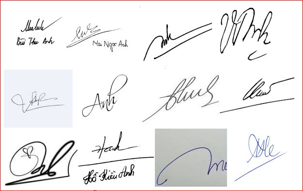 Các mẫu chữ ký theo tên đẹp, đơn giản, hợp phong thủy