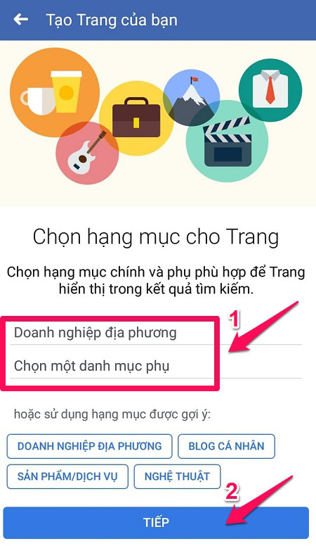 Chọn hạng mục cho Fanpage Chọn hạng mục cho Fanpage