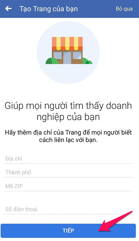 Nhập địa chỉ doanh nghiệp của Fanpage Nhập địa chỉ doanh nghiệp của Fanpage