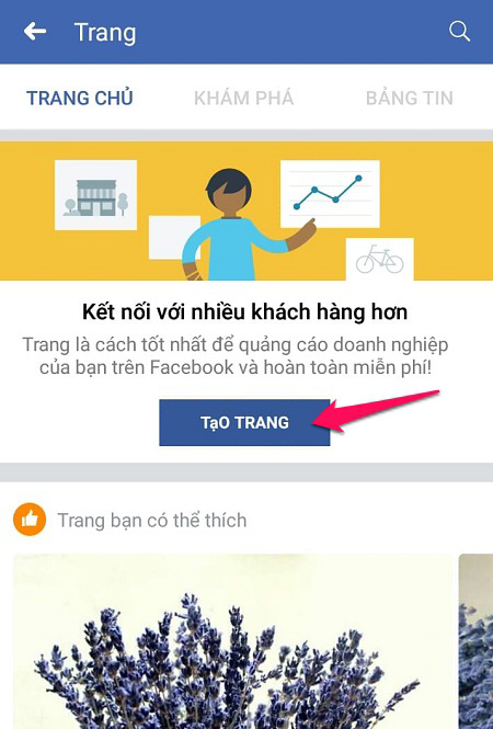 Nhấn Bắt đầu để tiến hành tạo trang Nhấn Bắt đầu để tiến hành tạo trang