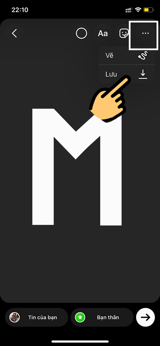 Nhấn dấu 3 chấm trên cùng rồi chọn Lưu để tải ảnh về máy