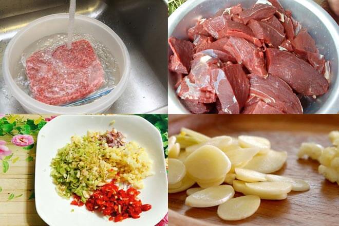 Nguyên liệu khi thực hiện cách làm heo khô cháy tỏi bằng nồi chiên không dầu