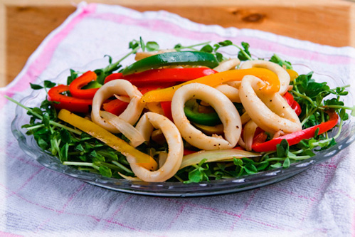 Ớt chuông xào mực