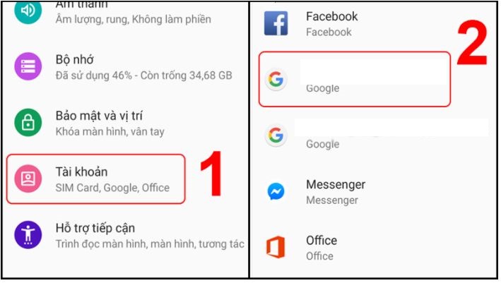 Cách xóa tài khoản Google trên điện thoại OPPO