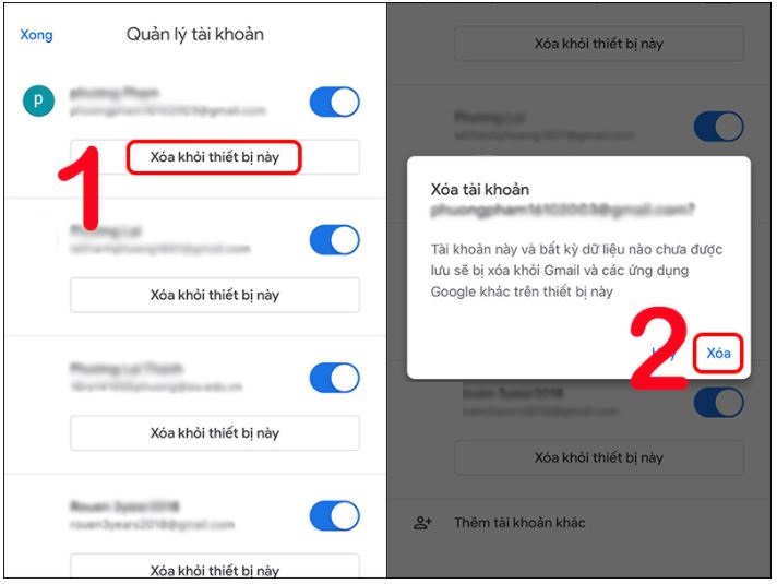 Cách xóa tài khoản Google trên iPhone