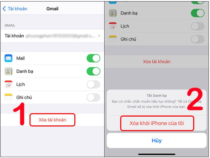 Cách xóa tài khoản Google trên iPhone