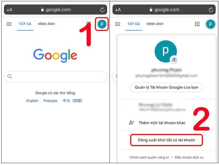 Cách xóa tài khoản Google trên iPhone