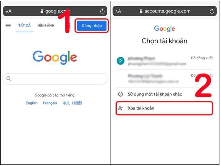 Cách xóa tài khoản Google trên iPhone