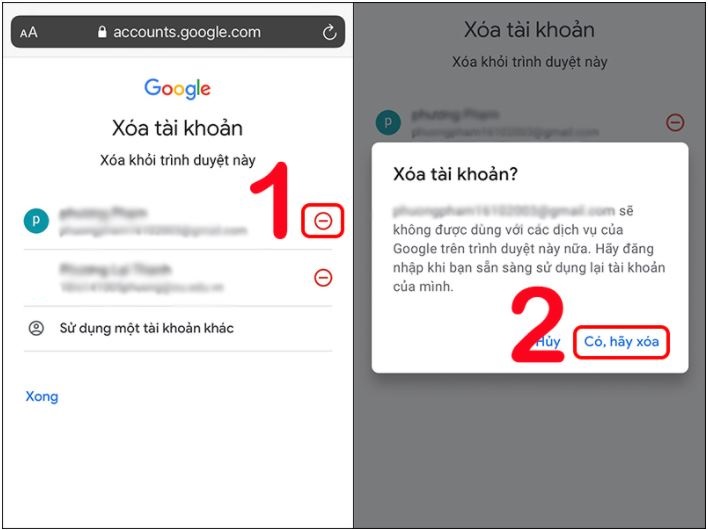 Cách xóa tài khoản Google trên iPhone