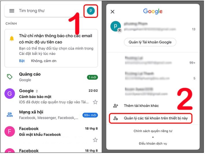 Cách xóa tài khoản Google trên iPhone