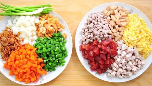 Nguyên liệu làm cơm chiên Dương Châu