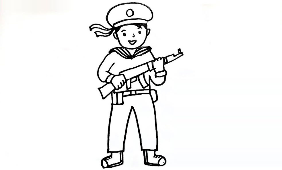 Tranh tô màu chú bộ đội Tranh tô màu chú bộ đội