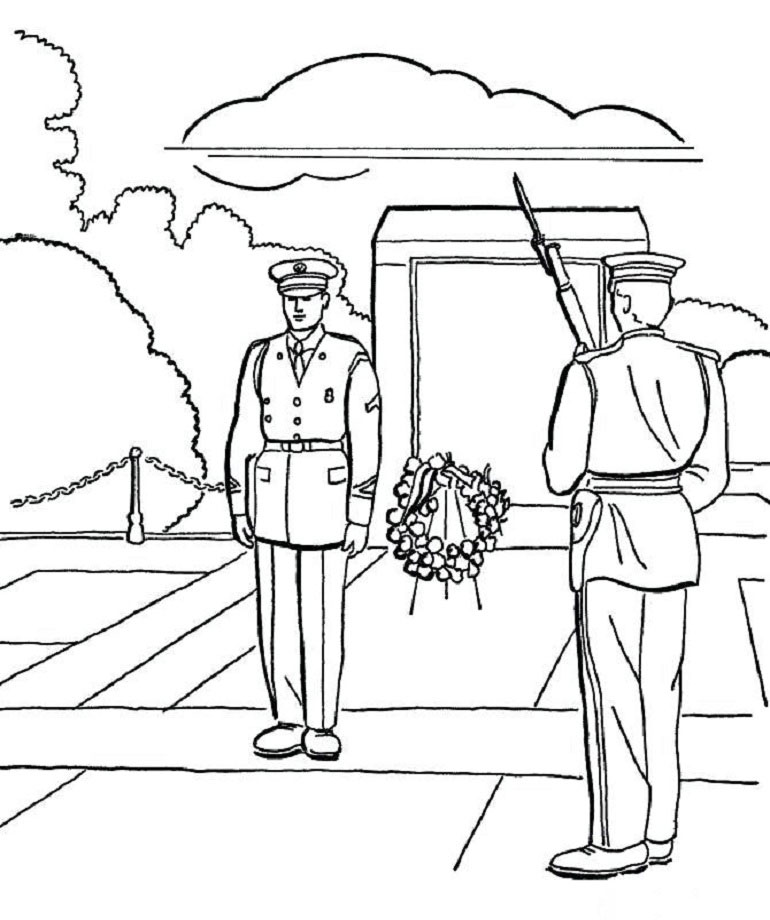 Tranh tô màu chú bộ đội Hình ảnh chú bộ đội cho bé tô màu ở lăng Bác