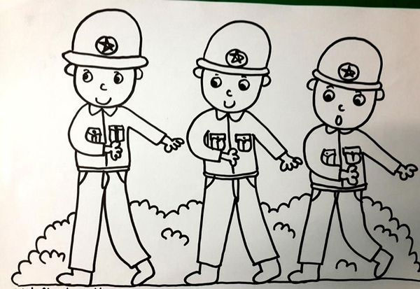 Tranh tô màu chú bộ đội Tranh tô màu chú bộ đội hành quân