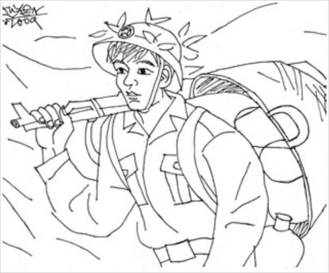 Tranh tô màu chú bộ đội Tranh tô màu chú bộ đội