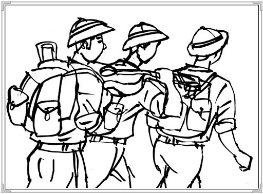 Tranh tô màu chú bộ đội Tranh tô màu chú bộ đội đang hành quân