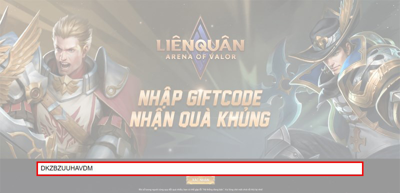 Nhập giftcode vào ô trống.