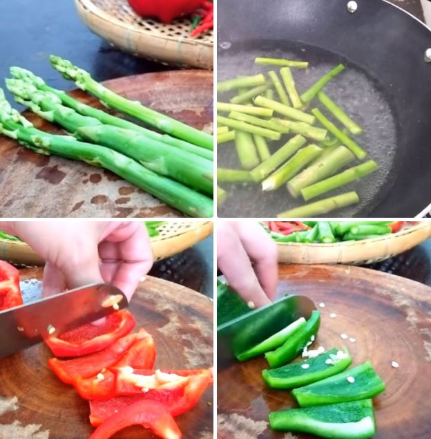 Cách làm măng tây xào thịt bò ớt chuông