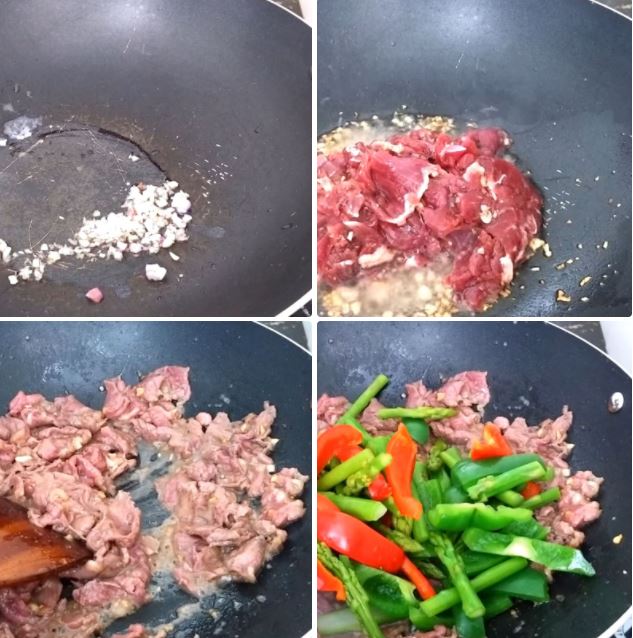Cách làm măng tây xào thịt bò ớt chuông
