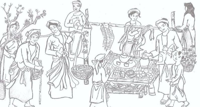 Tranh tô màu ngày Tết cho bé Tranh tô màu chợ ngày Tết cho bé