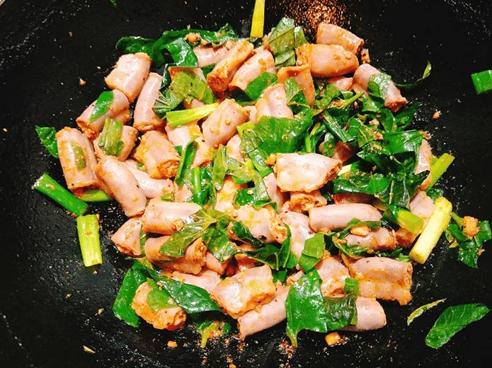 Lòng non xào lá lốt Lòng non xào lá lốt