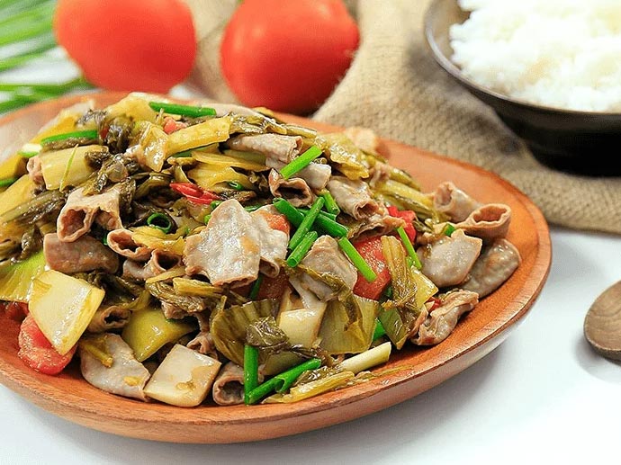 Lòng heo xào dưa chua Lòng heo xào dưa chua