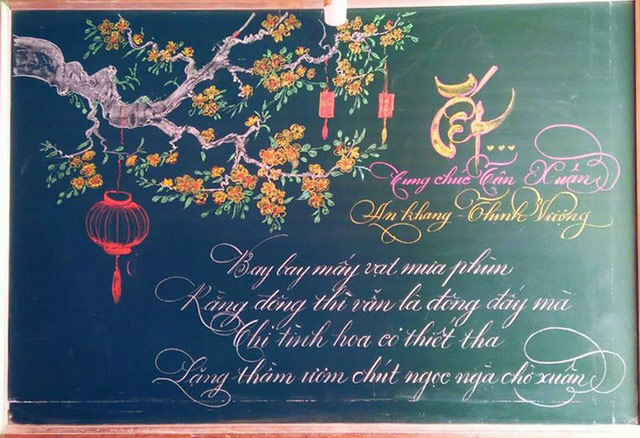 Vẽ trang trí bảng ngày Tết đẹp, lạ Vẽ trang trí bảng ngày Tết đẹp, lạ