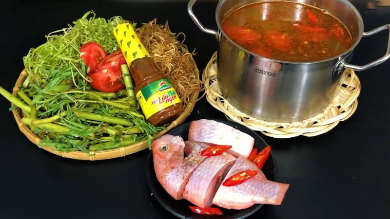 Cá diêu hồng nấu lẩu