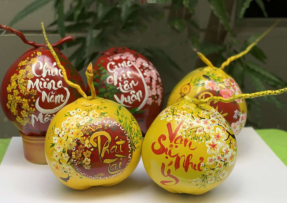 Mẫu dừa thư pháp đẹp