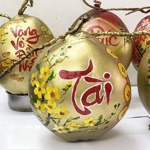 Mẫu dừa thư pháp chưng Tết đẹp Mẫu dừa thư pháp chưng Tết đẹp